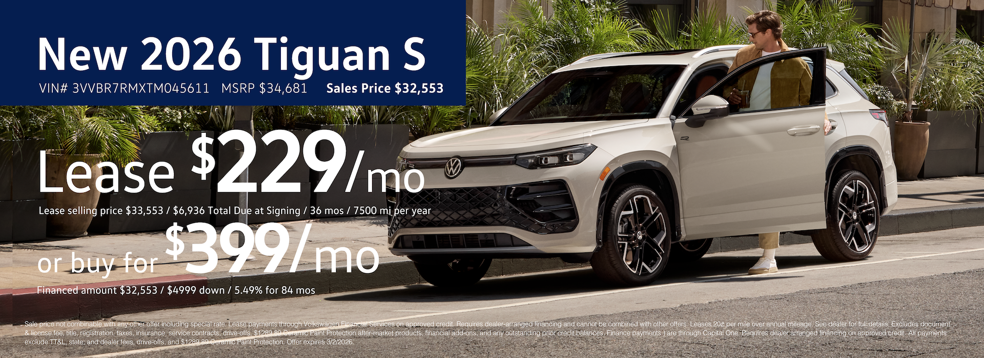 Lease the '26 Tiguan for $229/mo at VW Lee's Summit