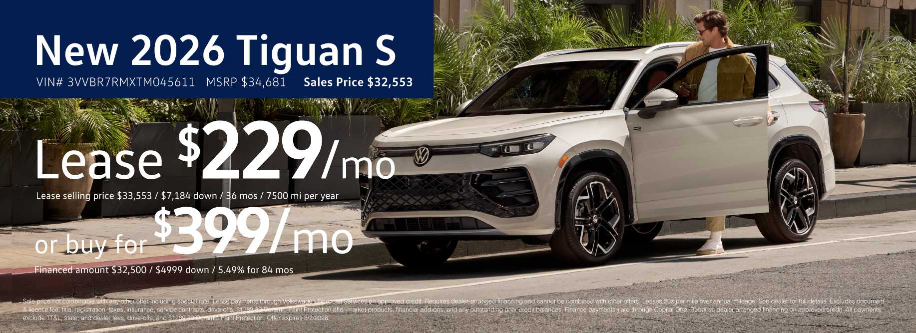 Lease the '26 Tiguan for $229/mo at VW Lee's Summit