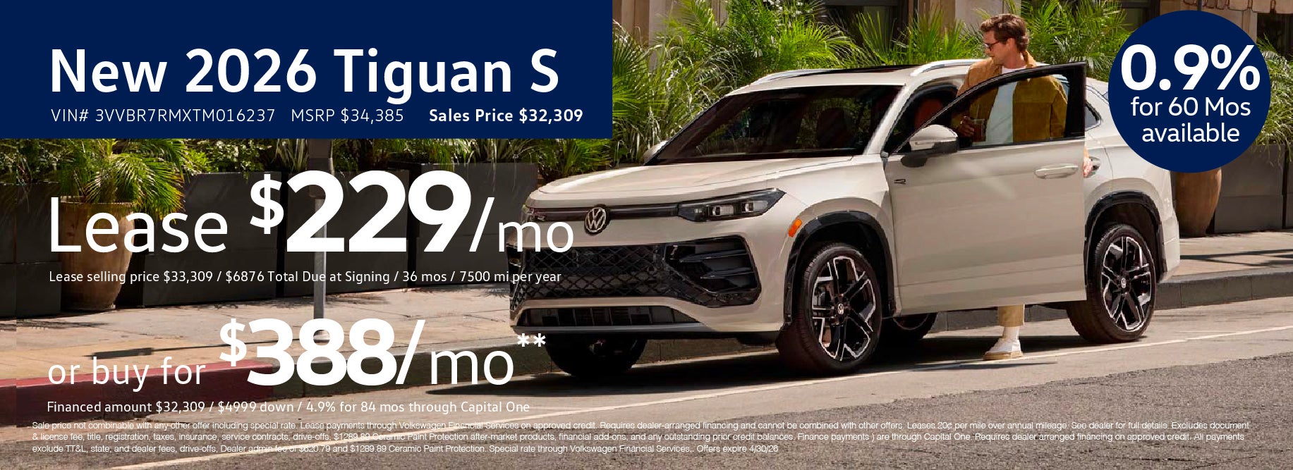 Lease the '26 Tiguan for $229/mo at VW Lee's Summit