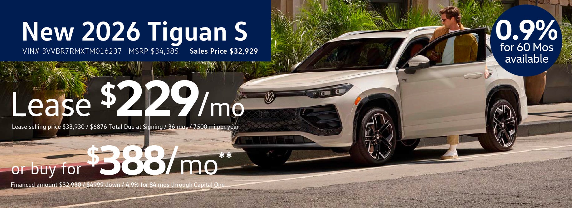 Lease the '26 Tiguan for $229/mo at VW Lee's Summit