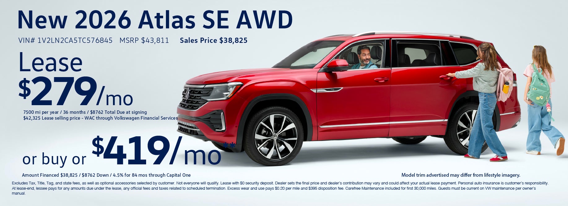 Lease the '26 Atlas starting at $269 a month!