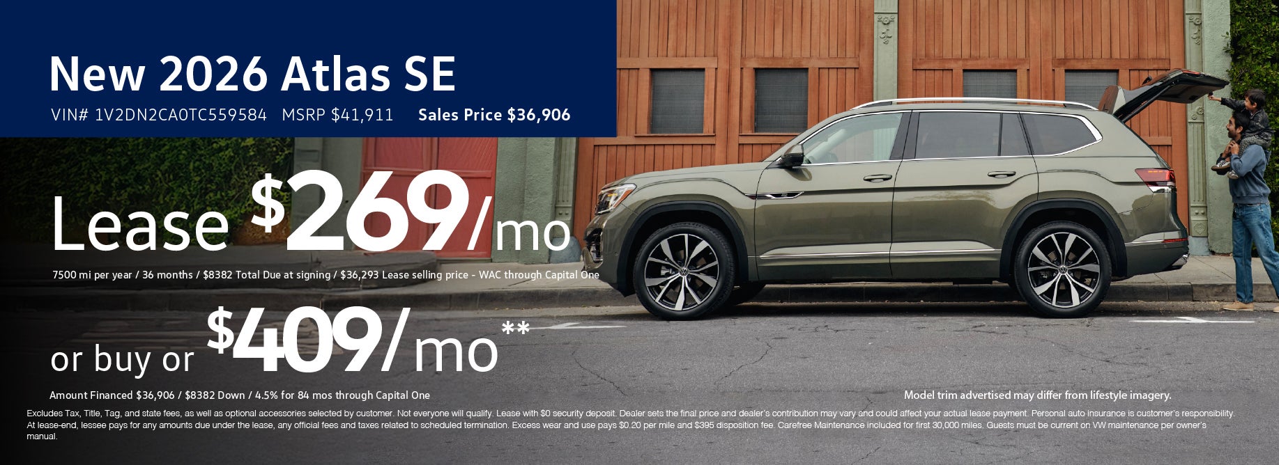 Lease the '26 Atlas starting at $269 a month!