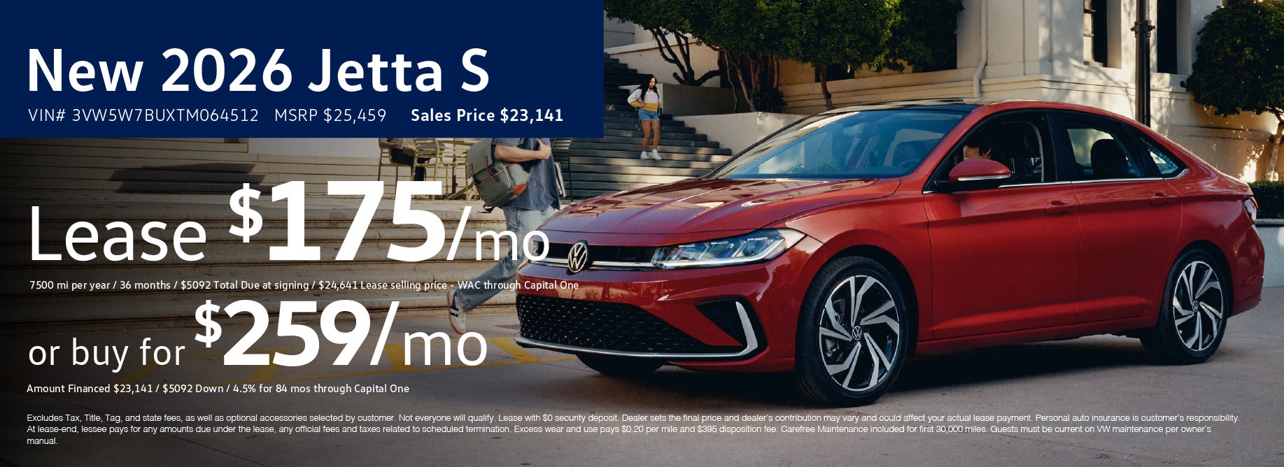 Lease the '26 Jetta for $175/mo at VW Lee's Summit