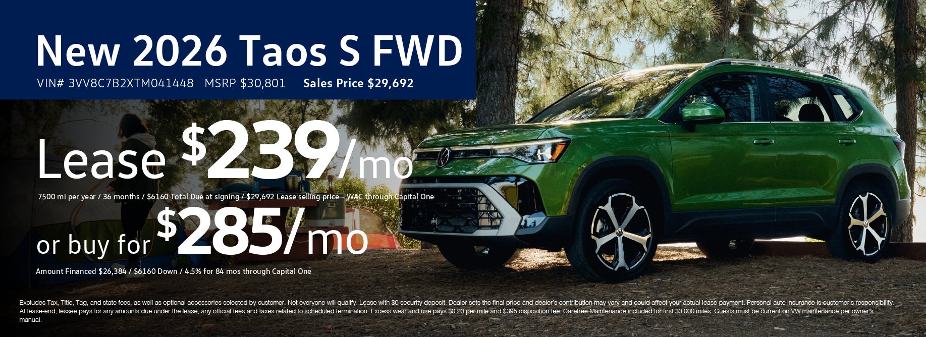 Lease the '26 Taos for only $239/mo!