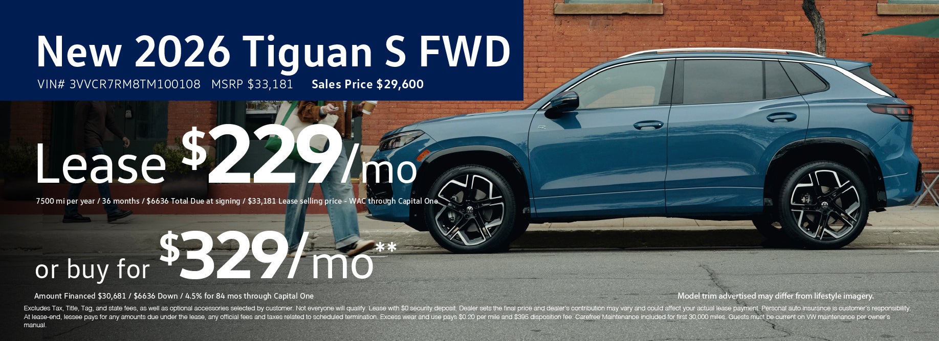Buy the '26 Tiguan for only $329/mo
