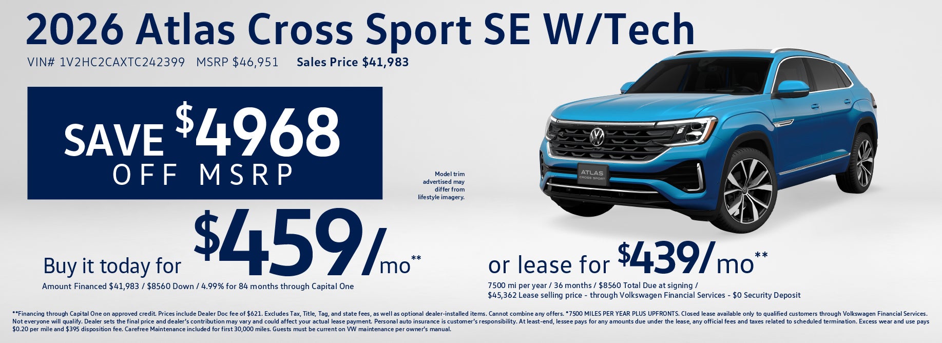 Lease Atlas Cross Sport at VW Lee's Summit from $439/mo 