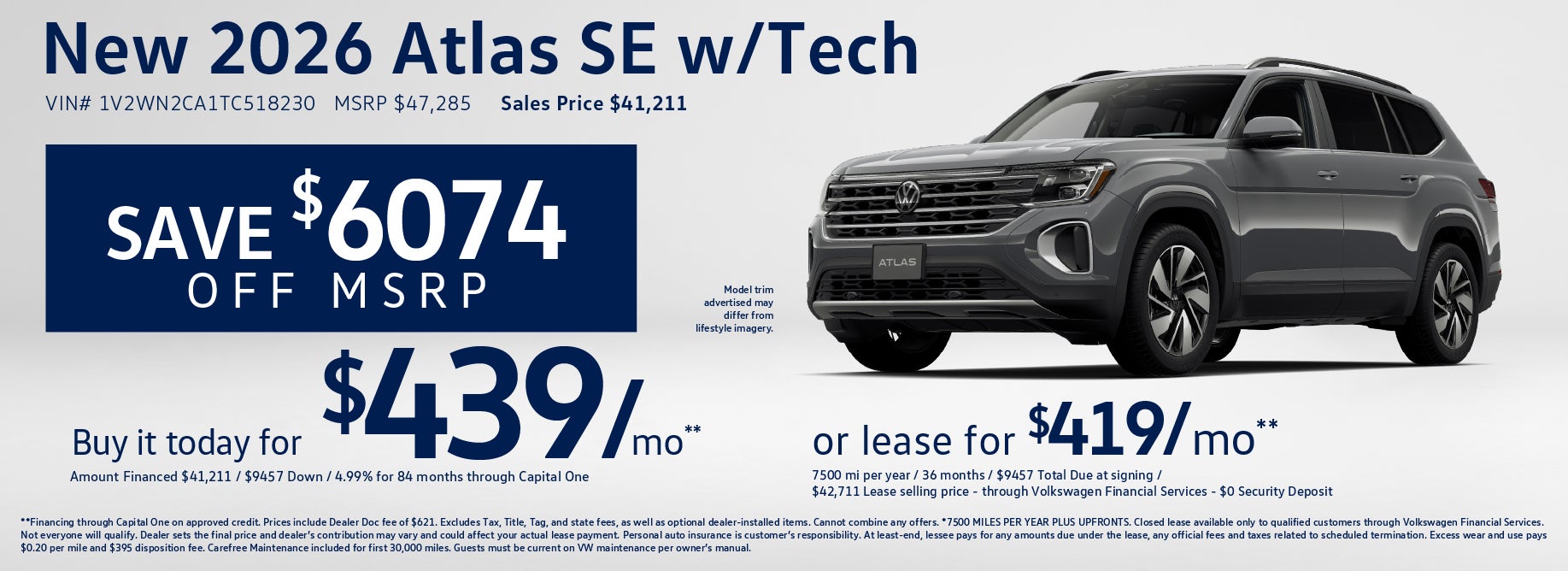Lease a new Atlas SE at VW Lee's Summit from $419/mo