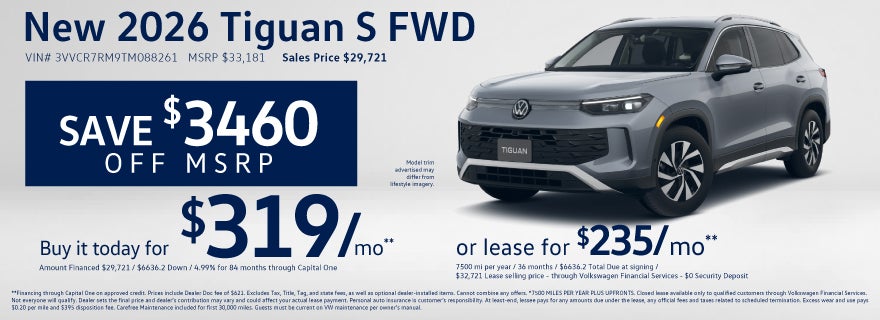 Lease a new Tiguan S at VW Lee's Summit from $235/mo