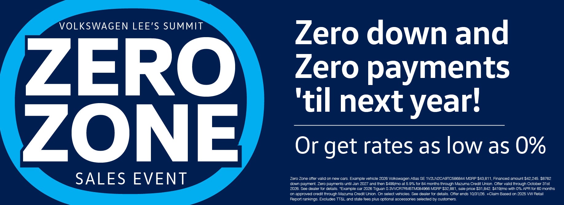 Zero Zone Sales Event at VW Lee's Summit